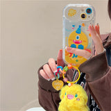 Cute Plating Monster 3D Plush Pendant Phone Case For iPhone