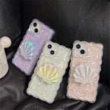 Cute Quicksand Shell Bracket Phone Grip Tok Griptok Ring Holder For iPhone