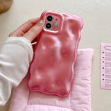 3D Meteorite Texture Macaron Solid Color Case For iPhone