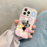 Sweet Love Heart Flowers Mirror Phone Case For iPhone