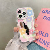 Sweet Love Heart Flowers Mirror Phone Case For iPhone