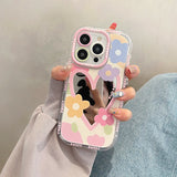 Sweet Love Heart Flowers Mirror Phone Case For iPhone