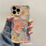 Laser Blue Light Flowers Phone Case For iPhone