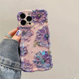 Laser Blue Light Flowers Phone Case For iPhone