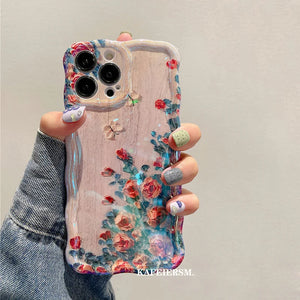 Laser Blue Light Flowers Phone Case For iPhone