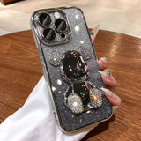 Luxury 3D Diamond Bling Crystal Bear Gradient Plating Phone Case For iPhone