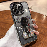 Luxury 3D Diamond Bling Crystal Bear Gradient Plating Phone Case For iPhone