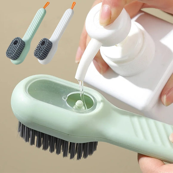 Multi-functional Cleaning Brush Soft Bristle Liquid-added Home Washing Shoe  Brush Shoe Tool Press-type Soft Wool Clothing Cleaning Brush (Color : Set)