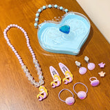 Children's Princess Necklace Set Ring Earrings Hairpin Bracelet Girl Jewelry Gift Box