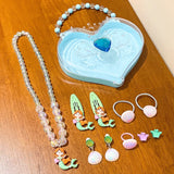 Children's Princess Necklace Set Ring Earrings Hairpin Bracelet Girl Jewelry Gift Box