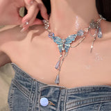 Nicheblue Crystal Butterfly Necklace