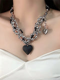 Heart Shape Pendant Beaded Necklace