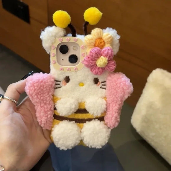 Plush Hello Kitty Phone Case Cartoon Bee Sanrio  Phone Case