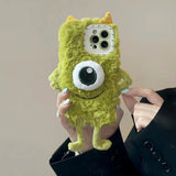 Plush Weird Phone Case Cute Big Eyes Cartoon For iPhone 14 13 Plus Pro Max 12 11 Xr Xs Fall And Winter Soft Protective Cover