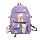 Popular Pink Purple Color Girls High School Student Backpack Bags