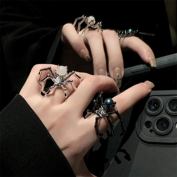 Punk Dark Spider Open Ring