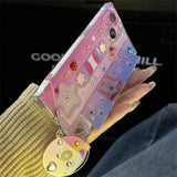 Retro Y2k 3D Tape Keychain Bracket Square Phone Case For iPhone