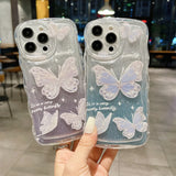 Glitter Butterfly Gradient Lanyard Case For iPhone