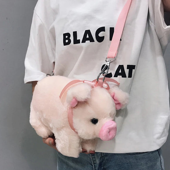 Pink Piglet Plush Bag Large Capacity Lady Shoulder Bag