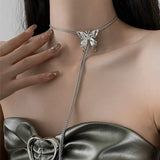 Irregular Liquid Metal Butterfly Necklace Silver Color Butterfly Pendant