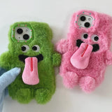 INS Couple Fur Monster Kiss Tongue Case For iPhone