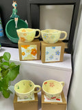 Hand Pinched Irregular Flower Ceramic Mugs Coffee Cups