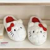 Sanrio Plush Slippers Hello Kittys Kawaii Cute Student Autumn Winter Bedroom Soft Padded