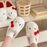 Sanrio Plush Slippers Hello Kittys Kawaii Cute Student Autumn Winter Bedroom Soft Padded