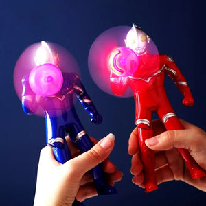 Ultraman Figure Iron Man Spider-Man Luminescence Hand Small Electric Fan Stress Relief Stress Relief Toy Ornament Present