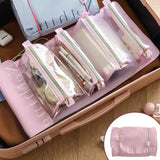 Women'S Portable Storage Bag Separable Cosmetic Bag 4 In 1 Zipper Mesh Large Capacity Cosmetics Pouch  Foldable Make Up Bags