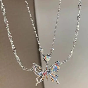 Crystal Butterfly Pendant Necklace