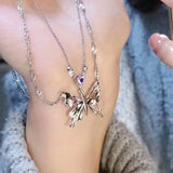 Crystal Butterfly Pendant Necklace