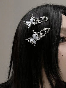 Irregular Liquid Metal Hairpin Butterfly Zircon Hair Clips