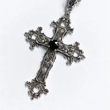 Punk Crystal Big Cross Pendant Necklaces for Women Men Gothic Irregular Cross Clavicle Chain