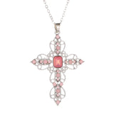 Punk Crystal Big Cross Pendant Necklaces for Women Men Gothic Irregular Cross Clavicle Chain