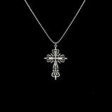 Punk Crystal Big Cross Pendant Necklaces for Women Men Gothic Irregular Cross Clavicle Chain