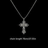 Punk Crystal Big Cross Pendant Necklaces for Women Men Gothic Irregular Cross Clavicle Chain