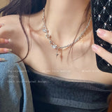 Retro Kpop Silver Color Pendant Necklaces For Women