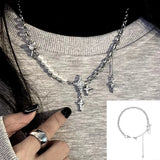 Retro Kpop Silver Color Pendant Necklaces For Women