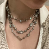 Retro Kpop Silver Color Pendant Necklaces For Women