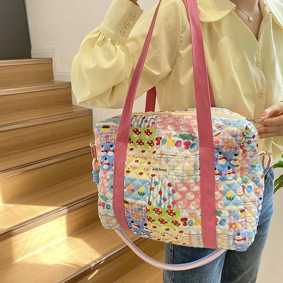 Youda New Style Fashion Cotton Mommy Shoulder Bag Colorful Pattern Multifunctional Handbag Large Capacity Shopper Tote Bags