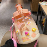 1200Ml Large Capacity Cute Bottle with Straw