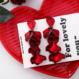 Red Floral Tassel Dangle Earrings - HeyHouse