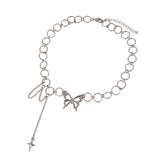 Butterfly Cross Long Tassel Punk Clavicle Chain Choker Necklace For Women
