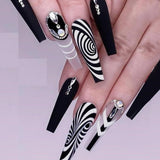 24pcs Artifical Nails with Glue Fake Nail Tips with Design Detachable Press on Nails
