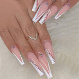 24pcs Artifical Nails with Glue Fake Nail Tips with Design Detachable Press on Nails