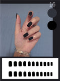 24pcs/set Matte Black Fake Nails Press on with Glue