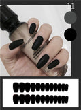 24pcs/set Matte Black Fake Nails Press on with Glue