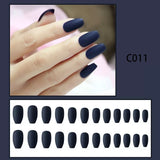 24pcs/set Matte Black Fake Nails Press on with Glue