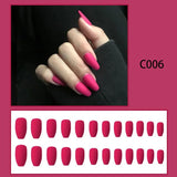 24pcs/set Matte Black Fake Nails Press on with Glue